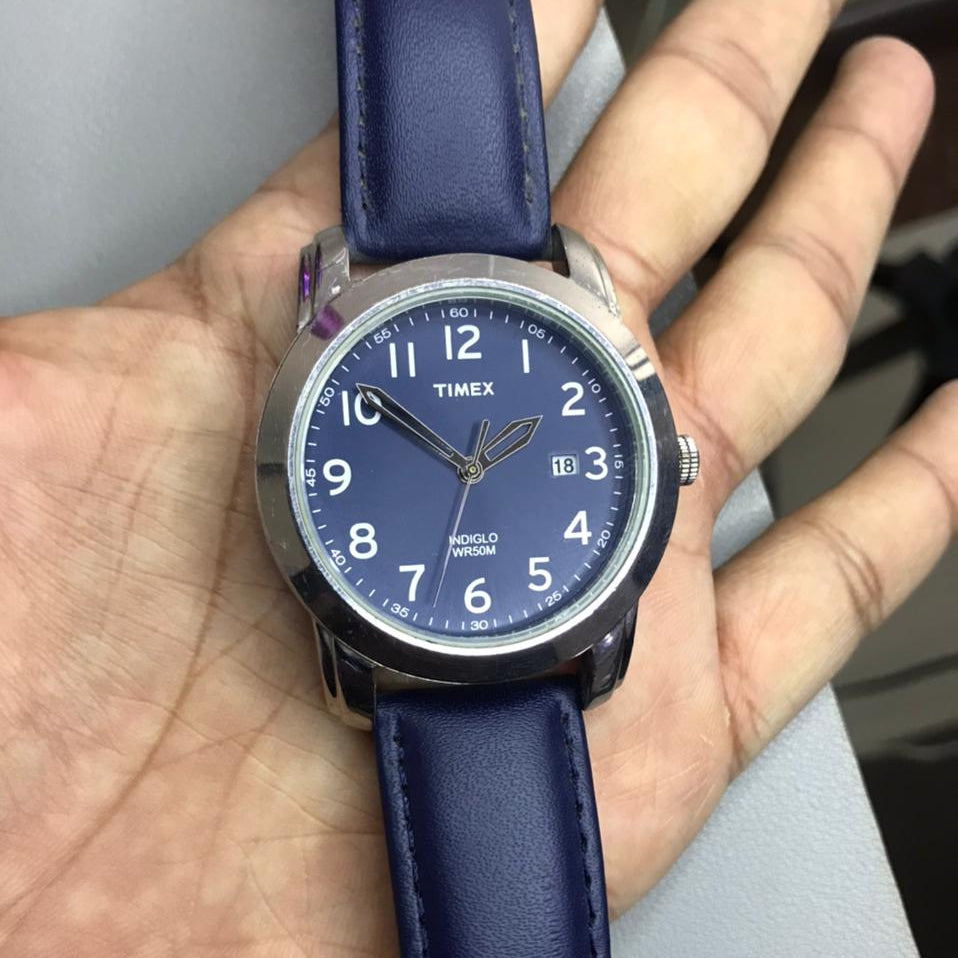 Timex Men's T2P132AW Elevated Classics Blue Dial Preowned Watch